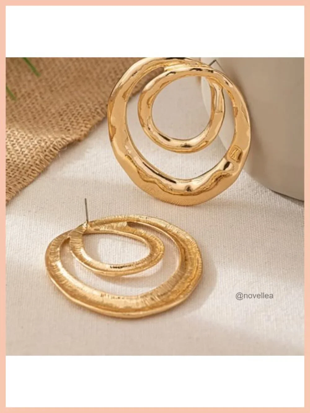 Hammered Geometric Double Hoop Dangle Earrings Gold Silver Leopard Print